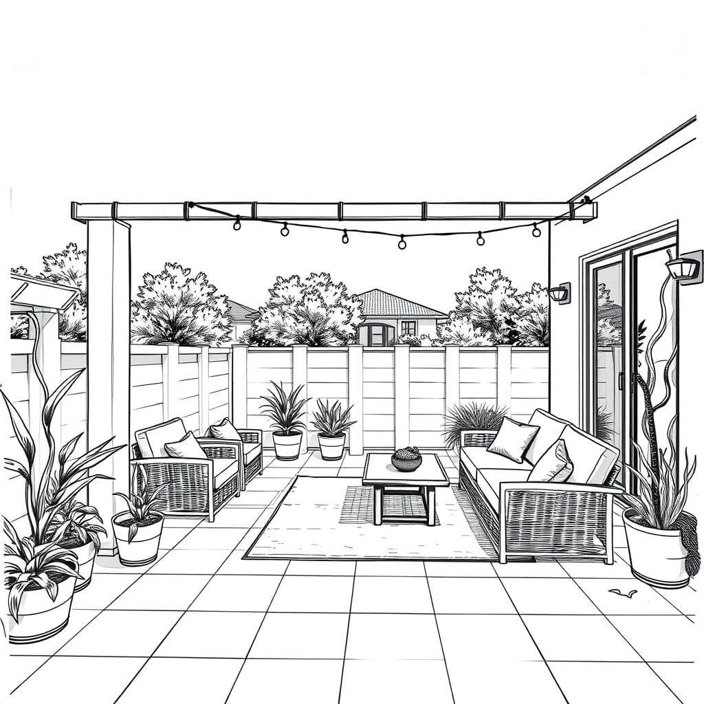 Sketch outdoor patio - AI Generated