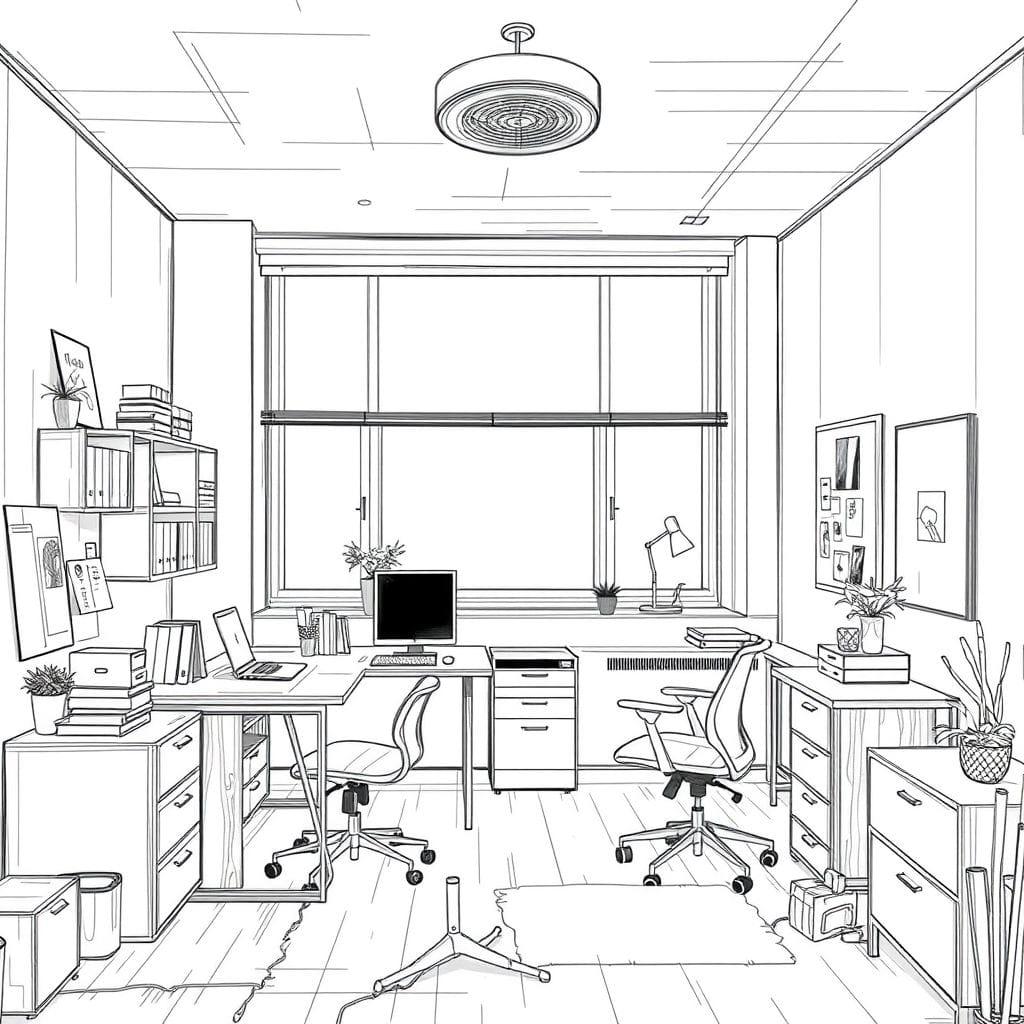 Sketch study room - AI Generated