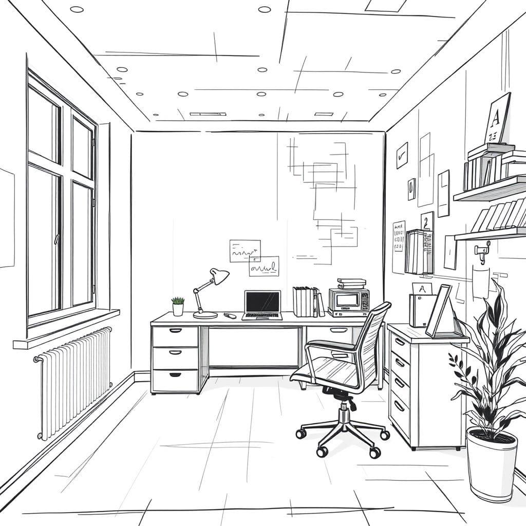 Sketch study room - AI Generated