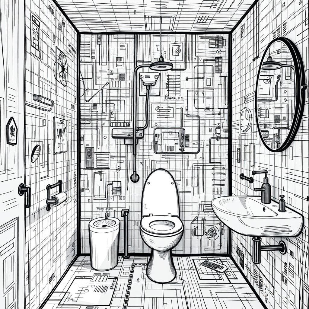 Sketch toilet - AI Generated