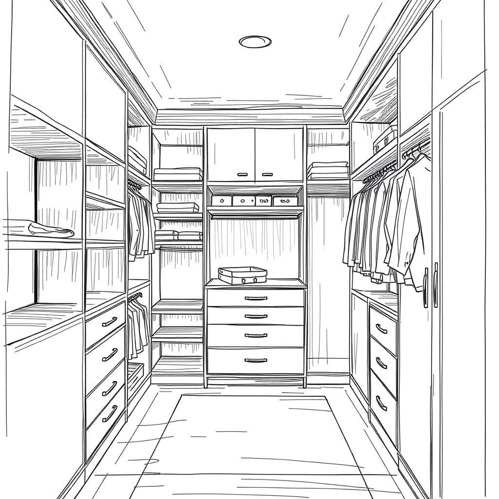 Sketch walk-in closet - AI Generated