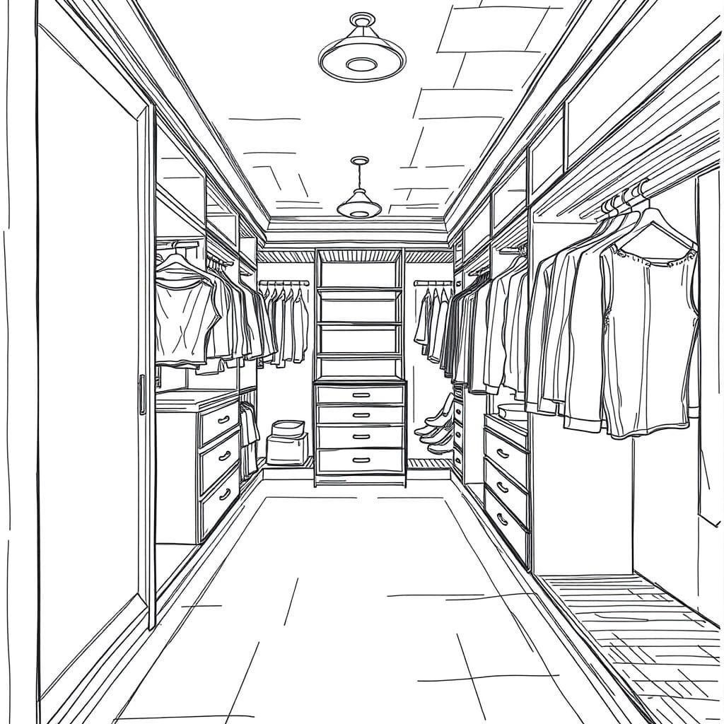 Sketch walk-in closet - AI Generated