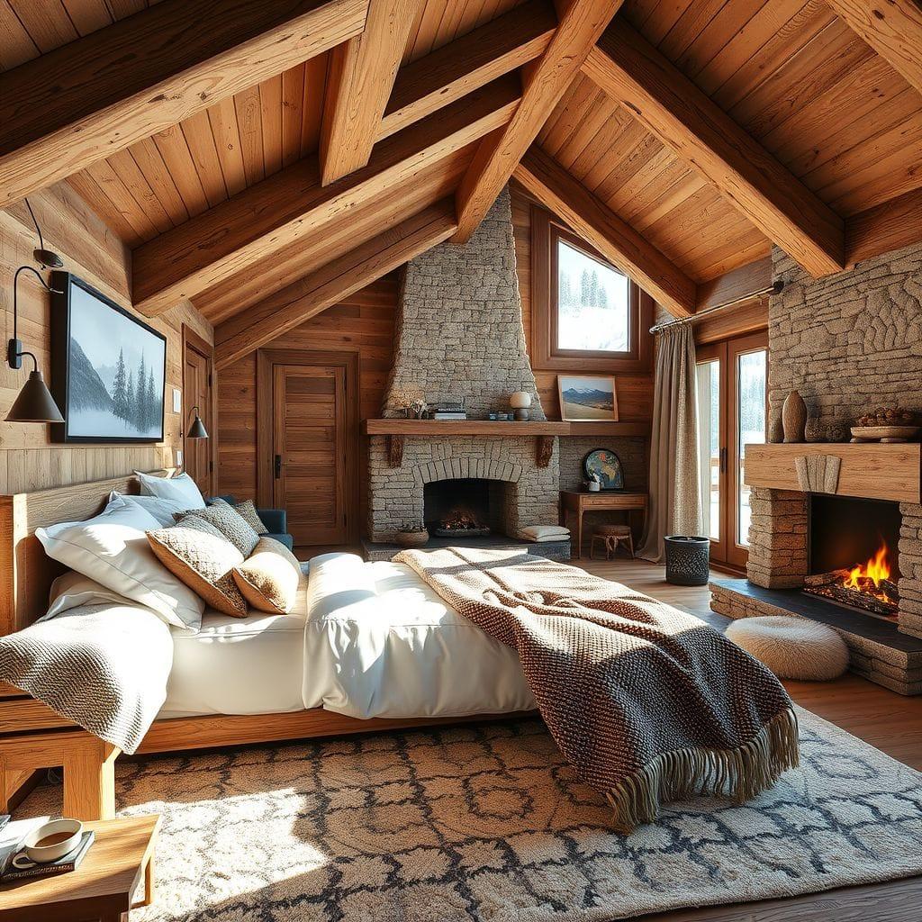 Ski Chalet bedroom - AI Generated