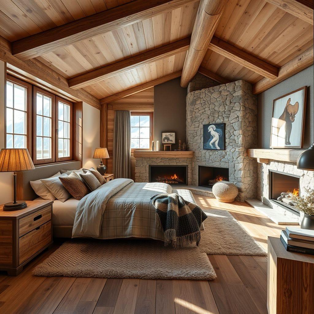 Ski Chalet bedroom - AI Generated