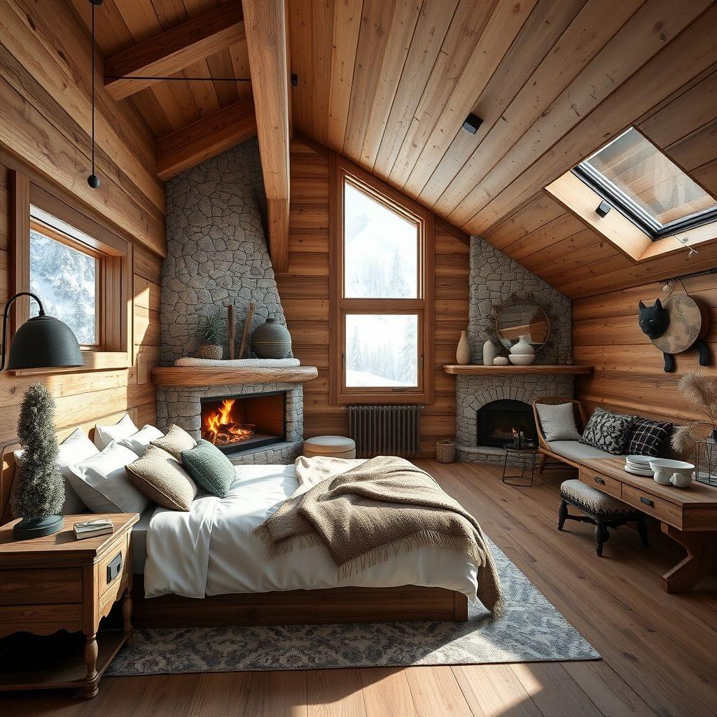 Ski Chalet bedroom - AI Generated