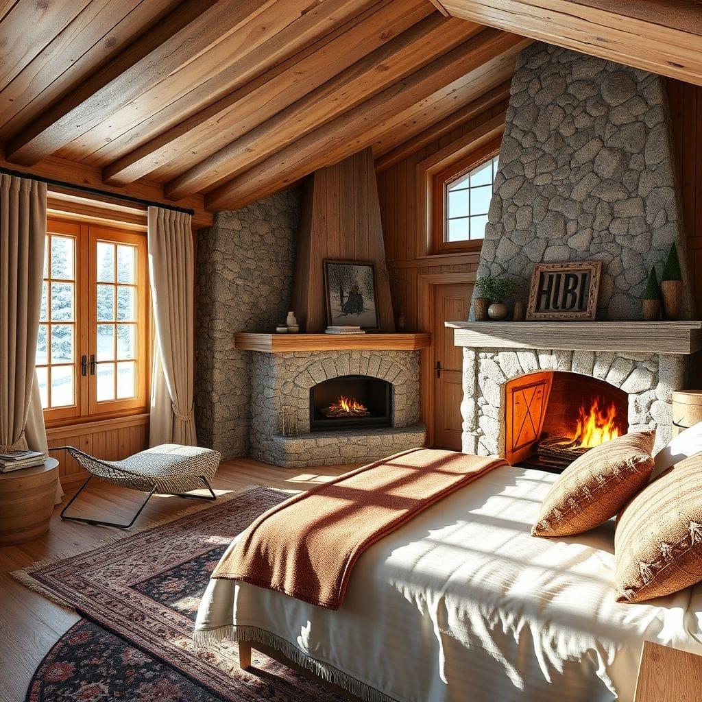 Ski Chalet bedroom - AI Generated