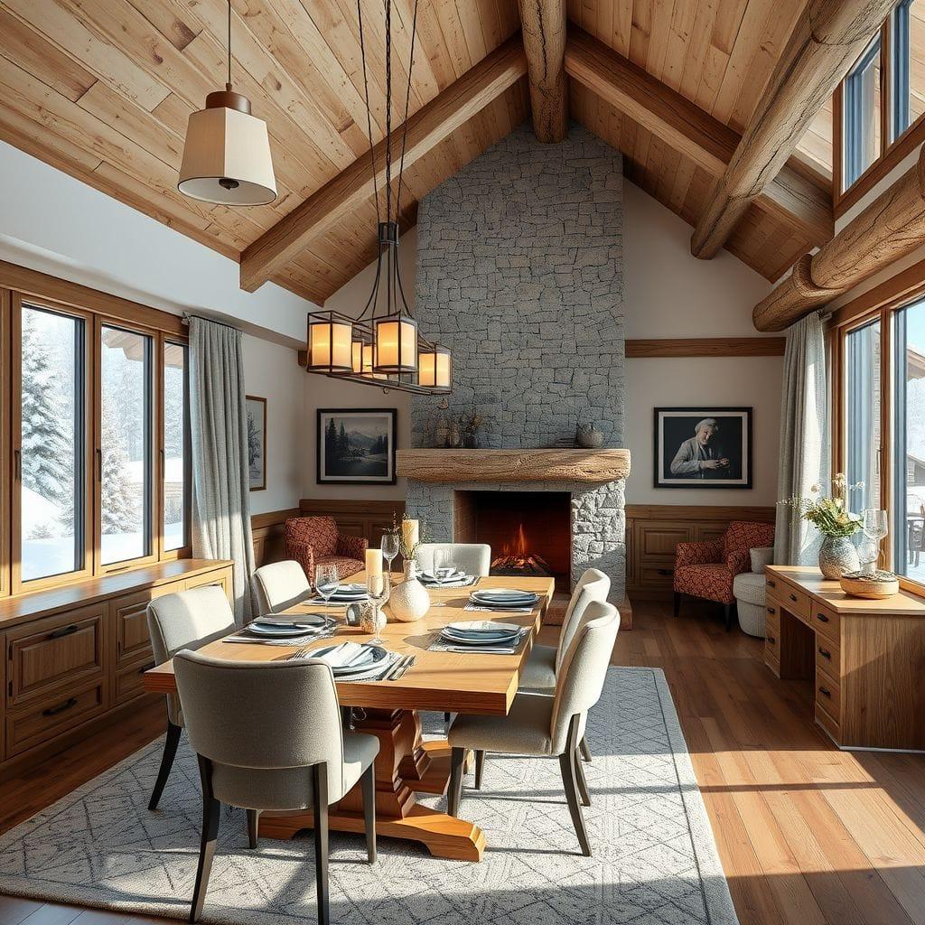 Ski Chalet dining room - AI Generated