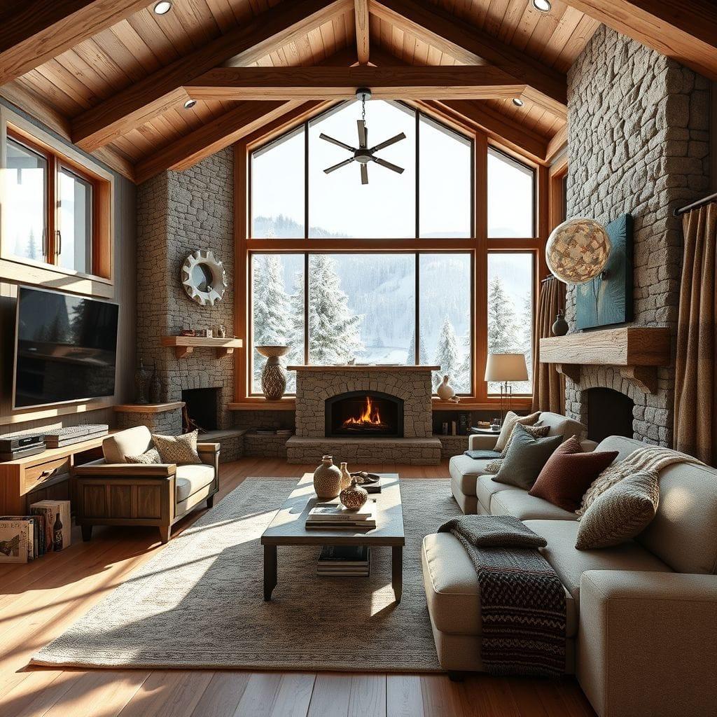 Ski Chalet entertainment room - AI Generated