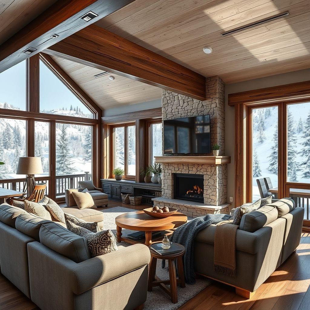 Ski Chalet entertainment room - AI Generated