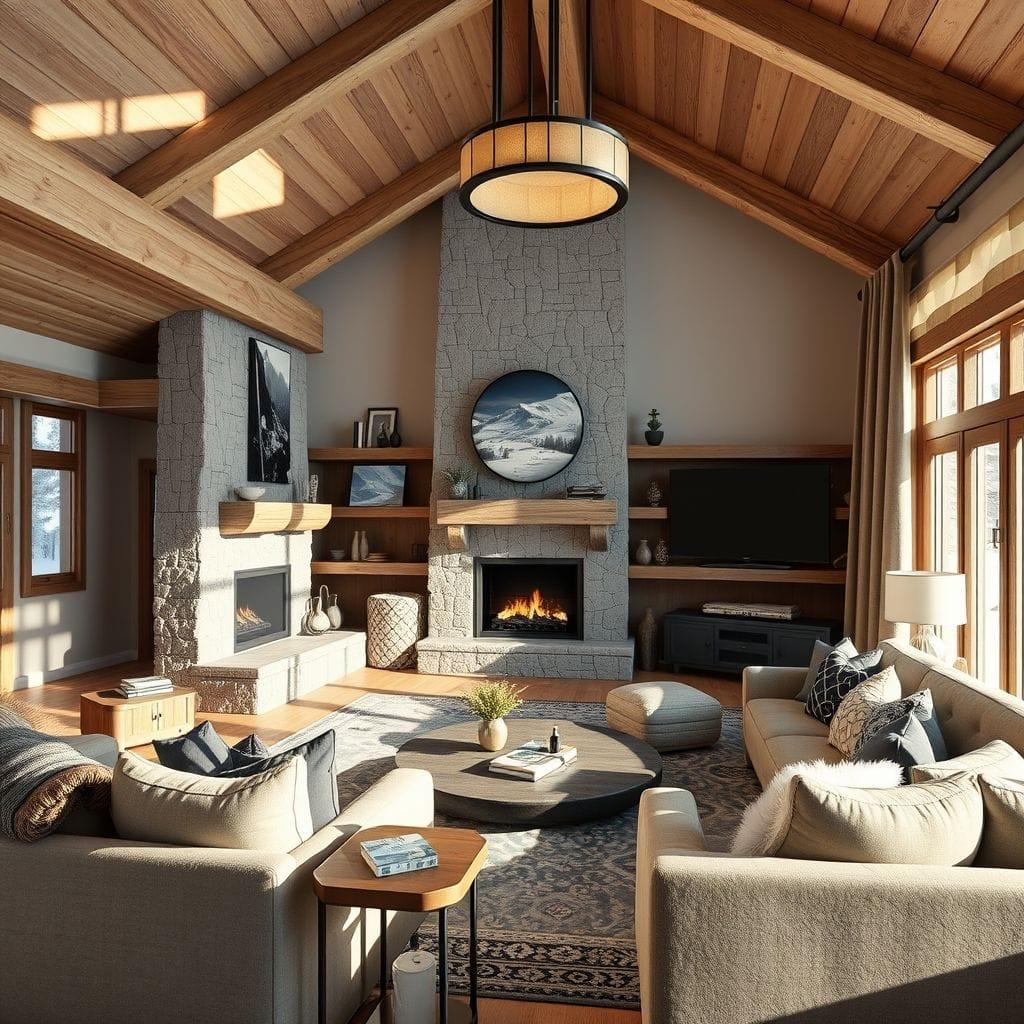 Ski Chalet entertainment room - AI Generated