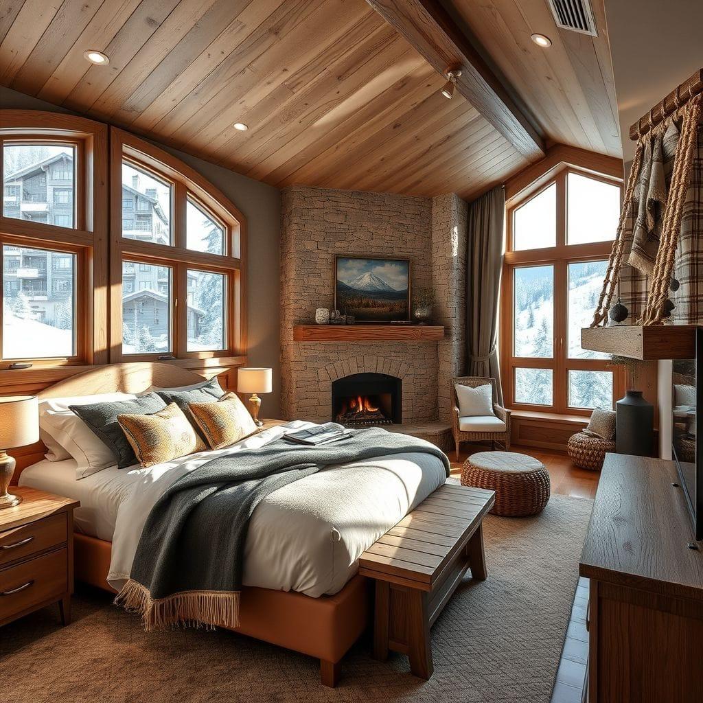 Ski Chalet guest room - AI Generated