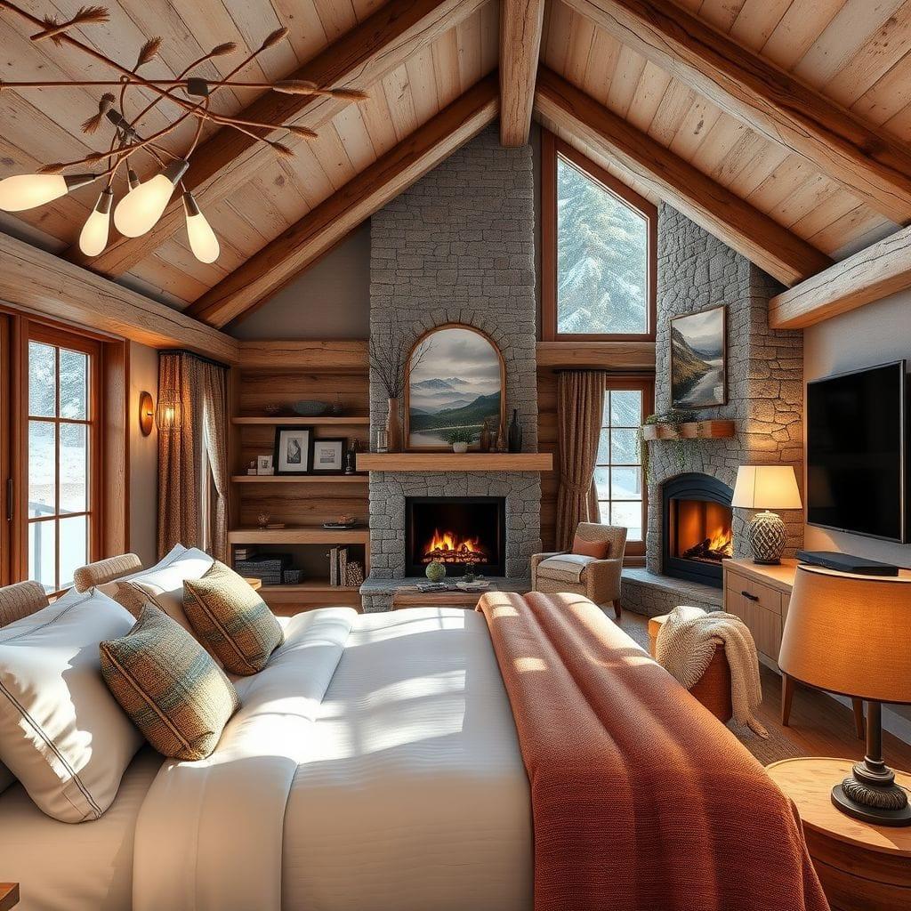 Ski Chalet guest room - AI Generated