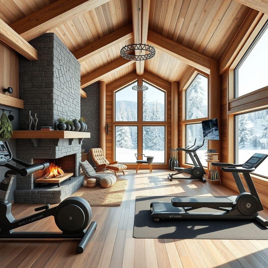 Ski Chalet gym - AI Generated