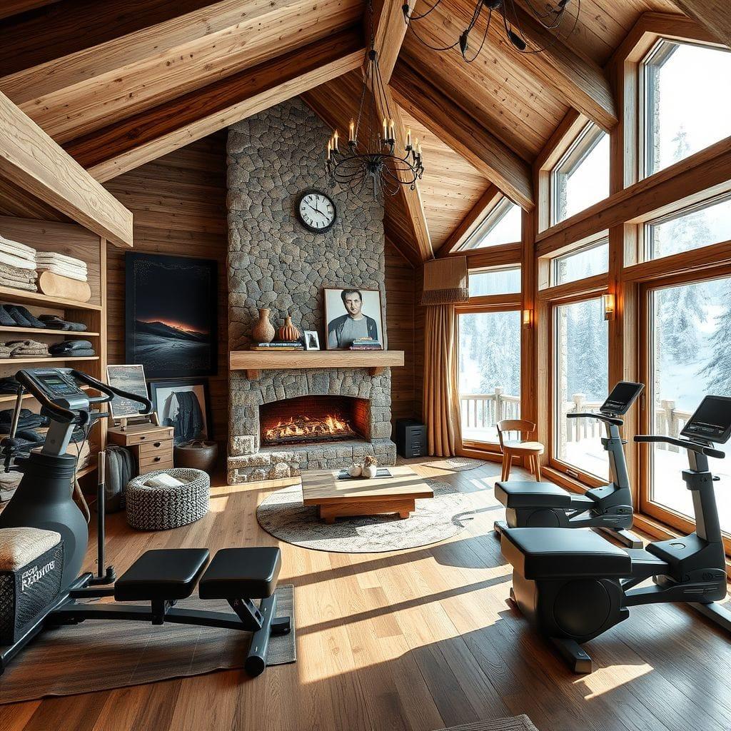 Ski Chalet home gym - AI Generated