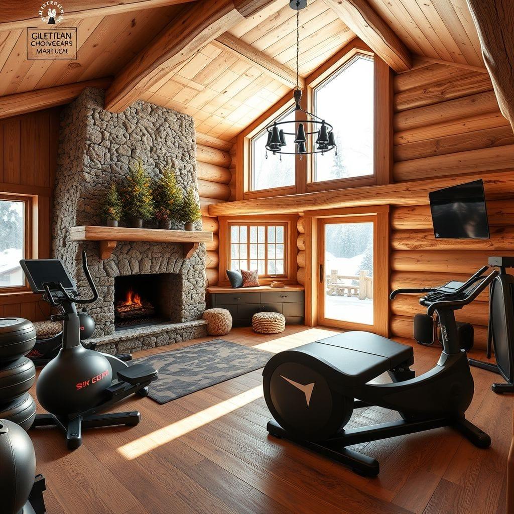 Ski Chalet home gym - AI Generated