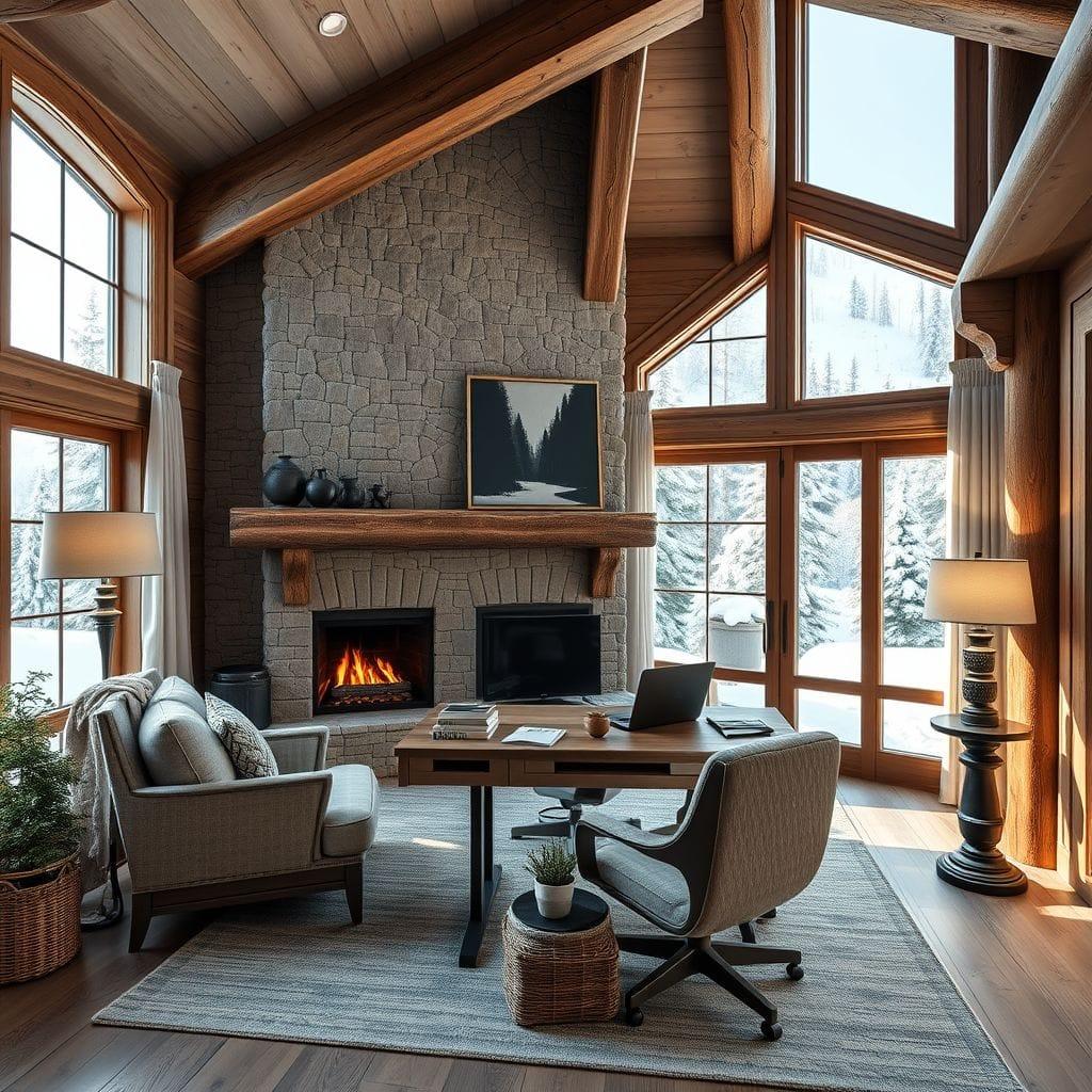 Ski Chalet home office - AI Generated