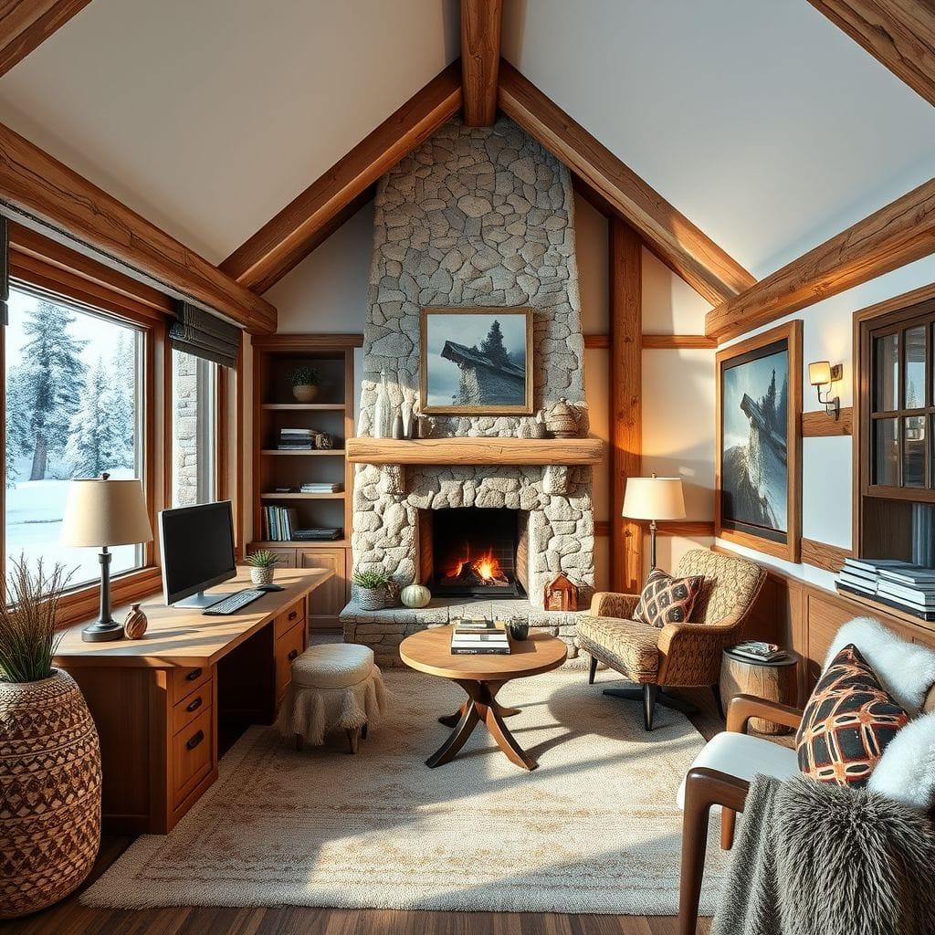 Ski Chalet home office - AI Generated