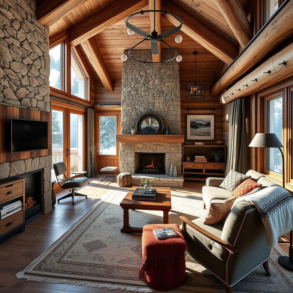 Ski Chalet home office - AI Generated