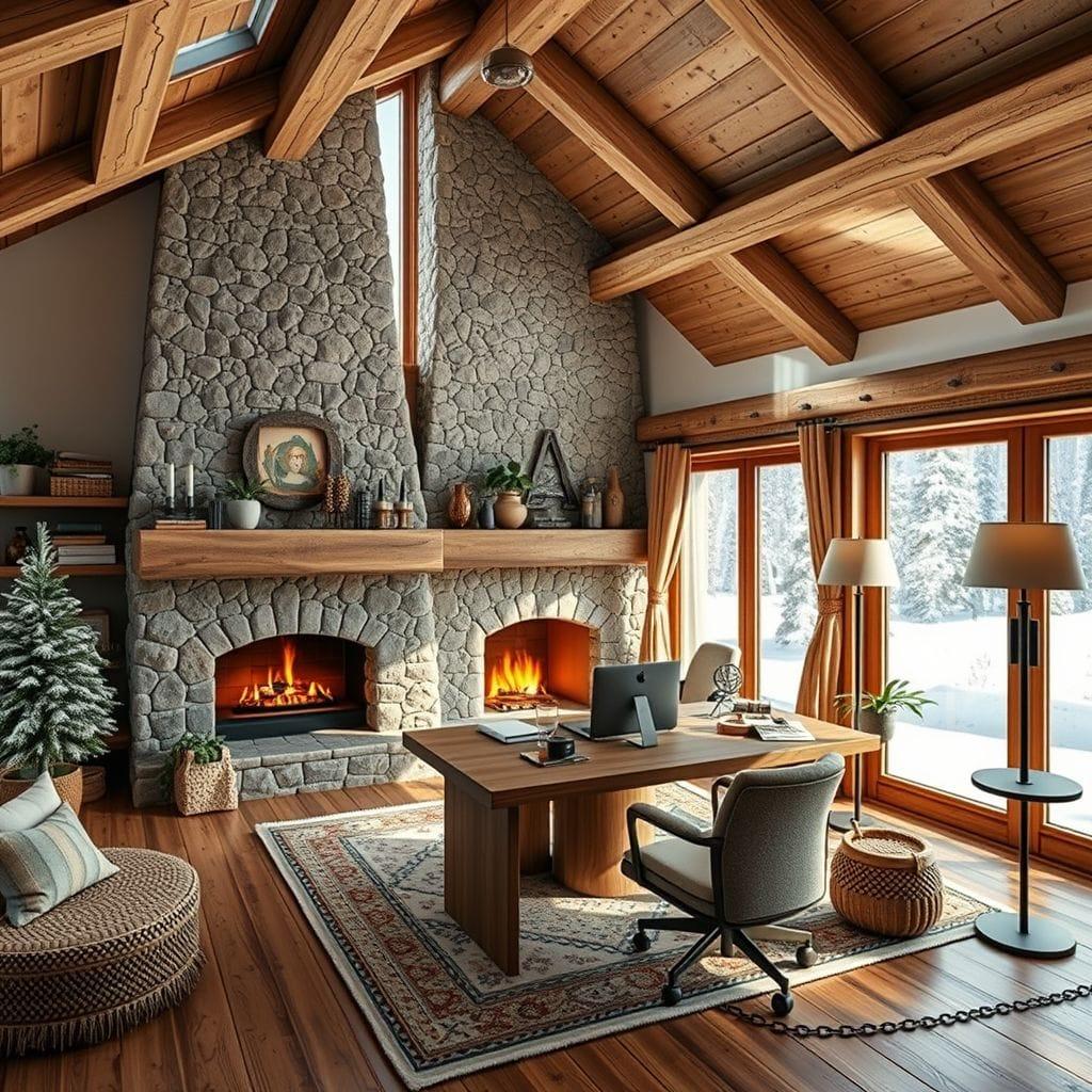 Ski Chalet home office - AI Generated