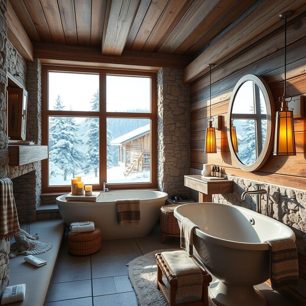 Ski Chalet hotel bathroom - AI Generated