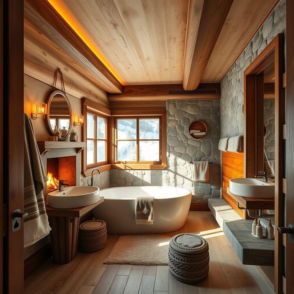 Ski Chalet hotel bathroom - AI Generated