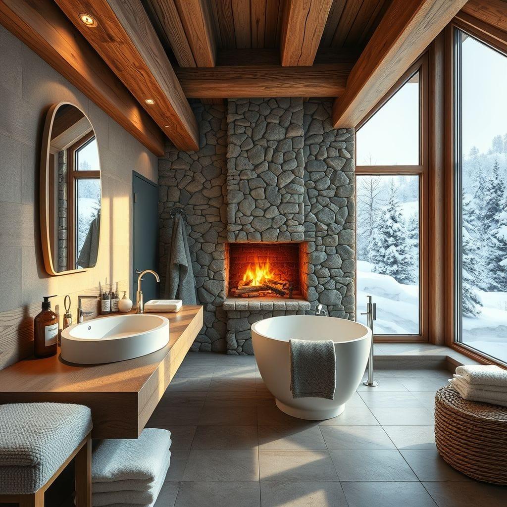 Ski Chalet hotel bathroom - AI Generated