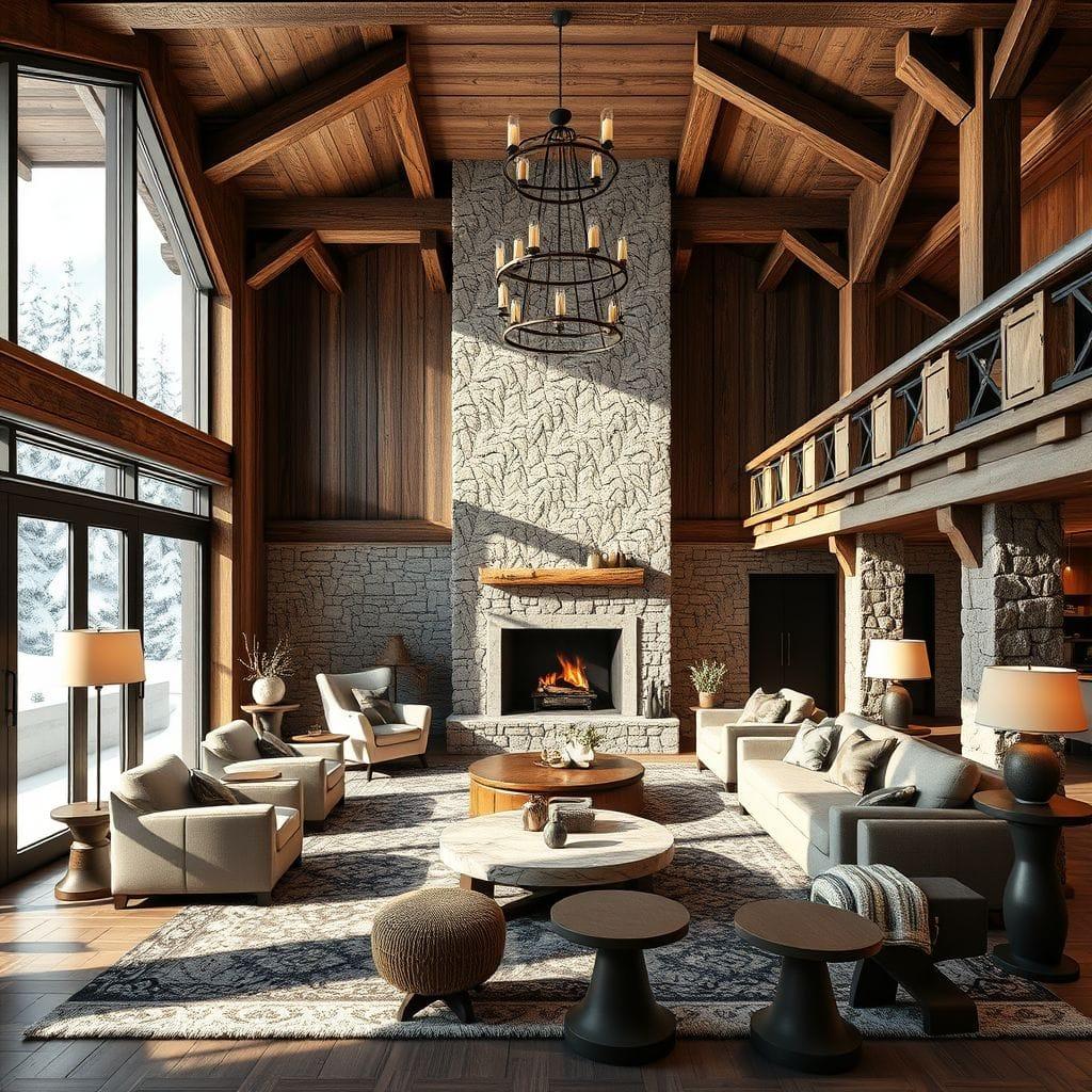 Ski Chalet hotel lobby - AI Generated