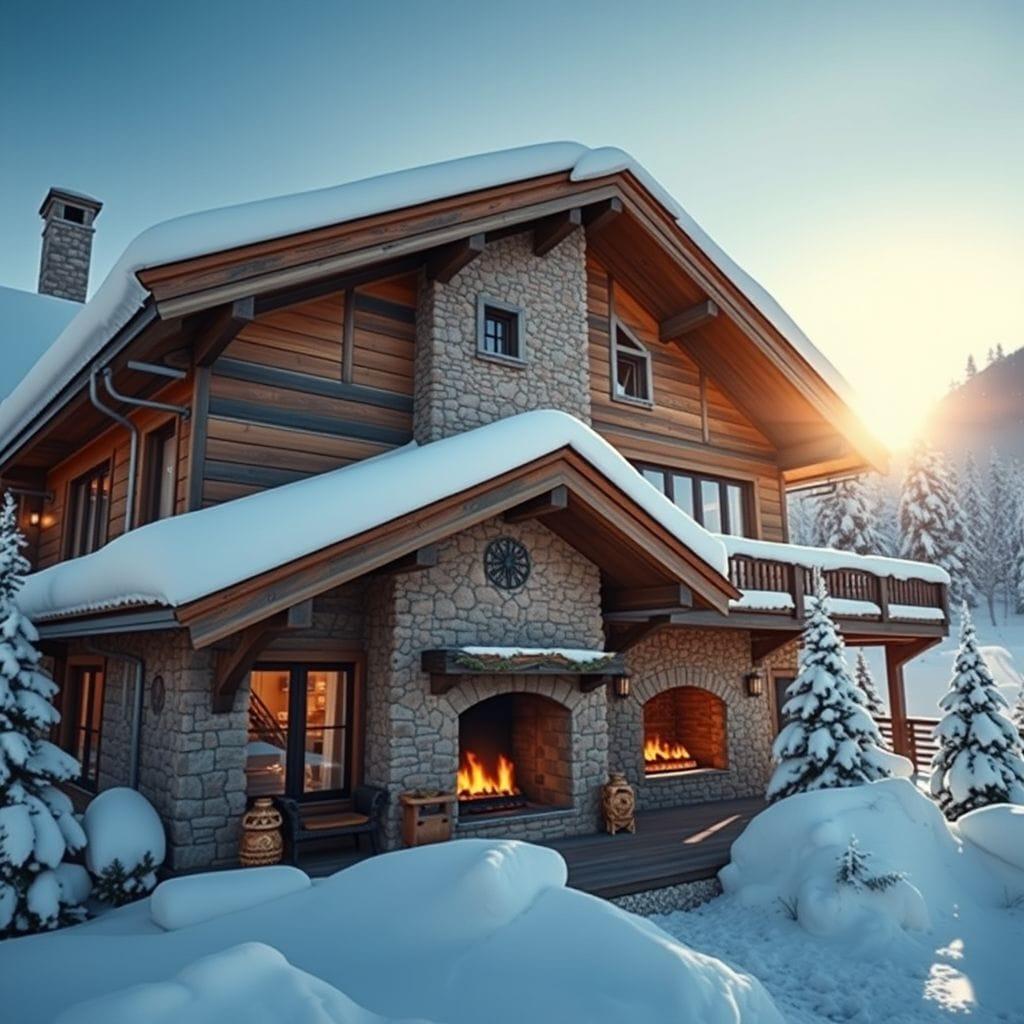 Ski Chalet house exterior - AI Generated