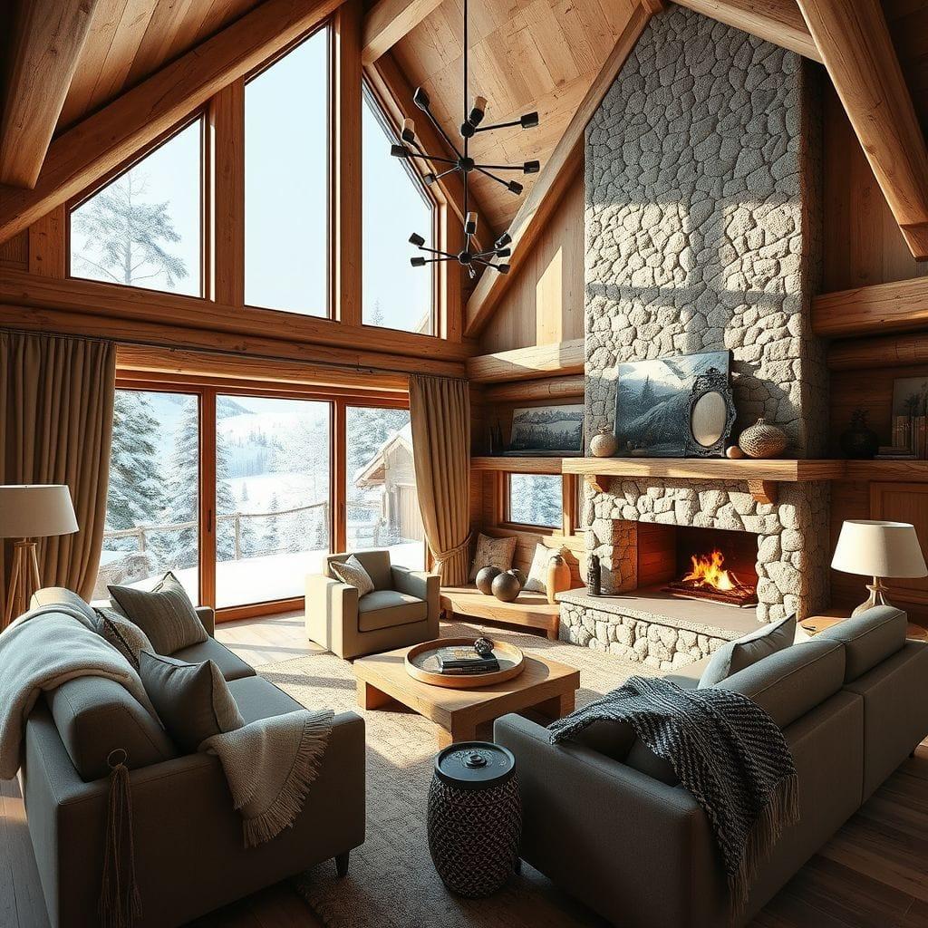 Ski Chalet living room - AI Generated