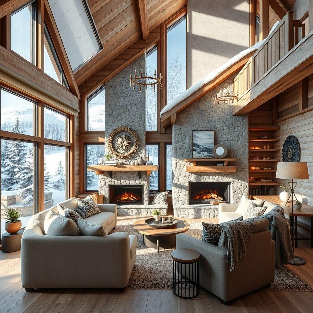 Ski Chalet living room - AI Generated