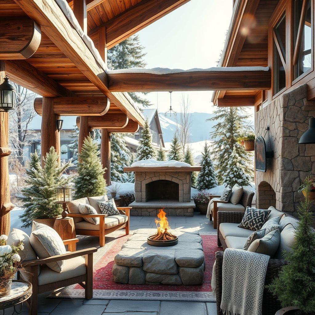 Ski Chalet outdoor garden - AI Generated