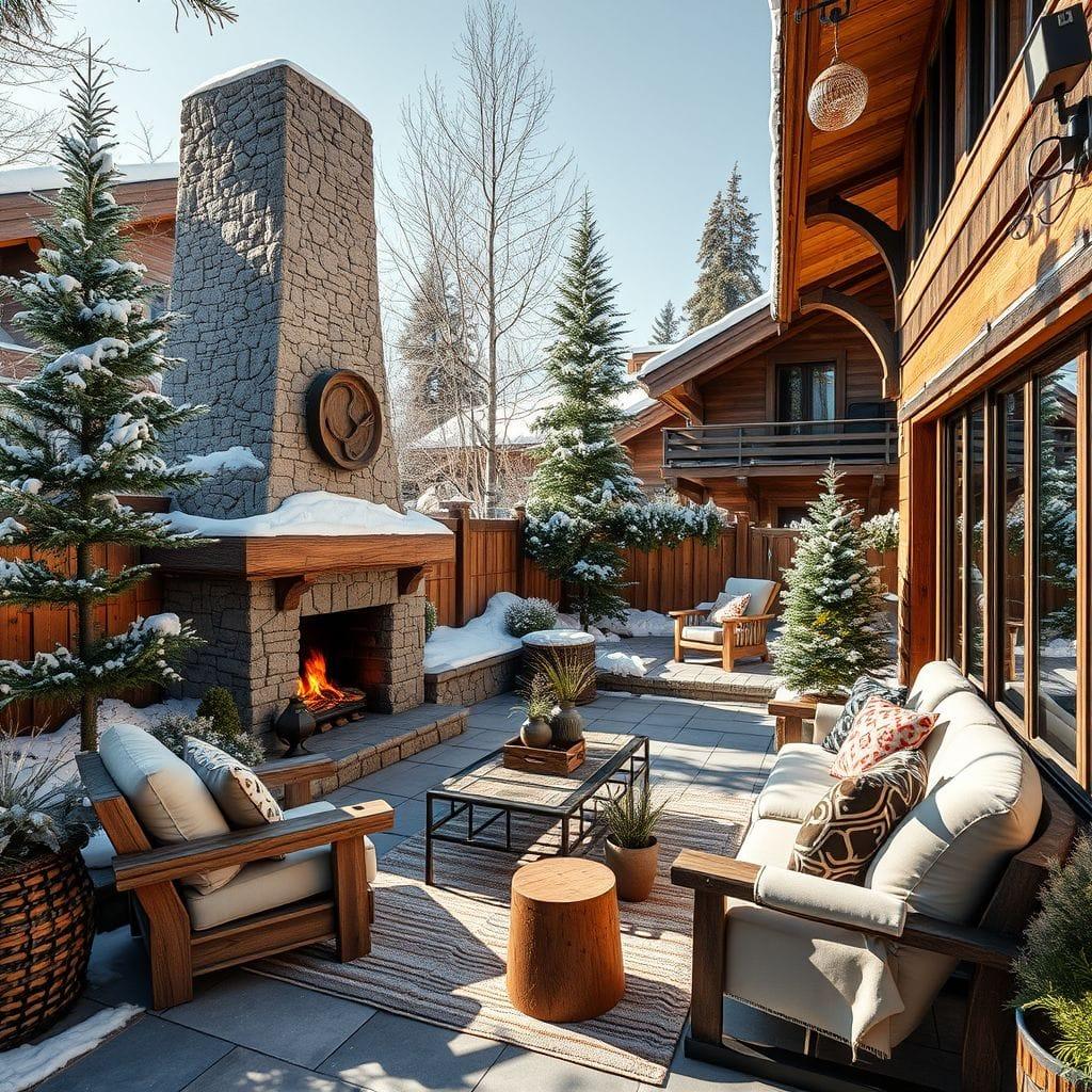 Ski Chalet outdoor garden - AI Generated