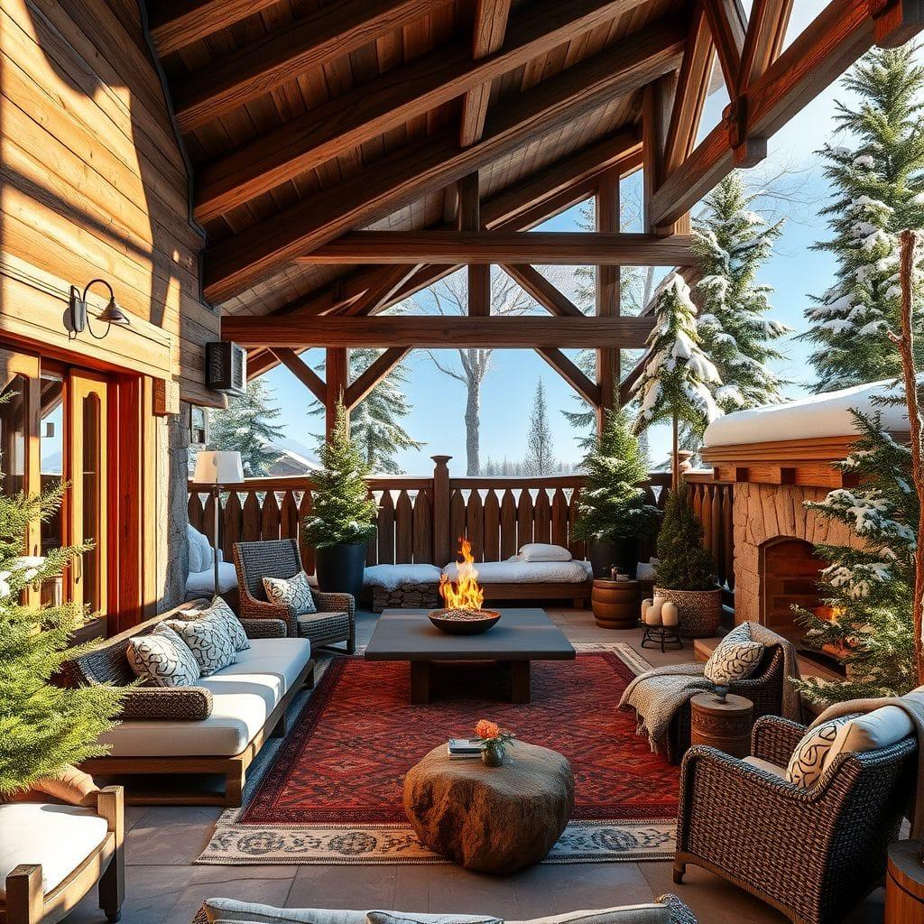 Ski Chalet outdoor garden - AI Generated