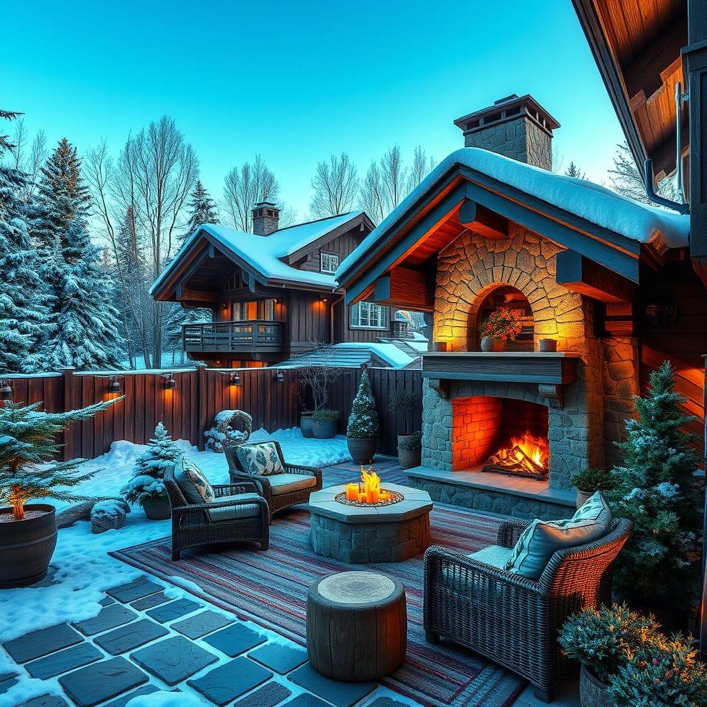 Ski Chalet outdoor garden - AI Generated