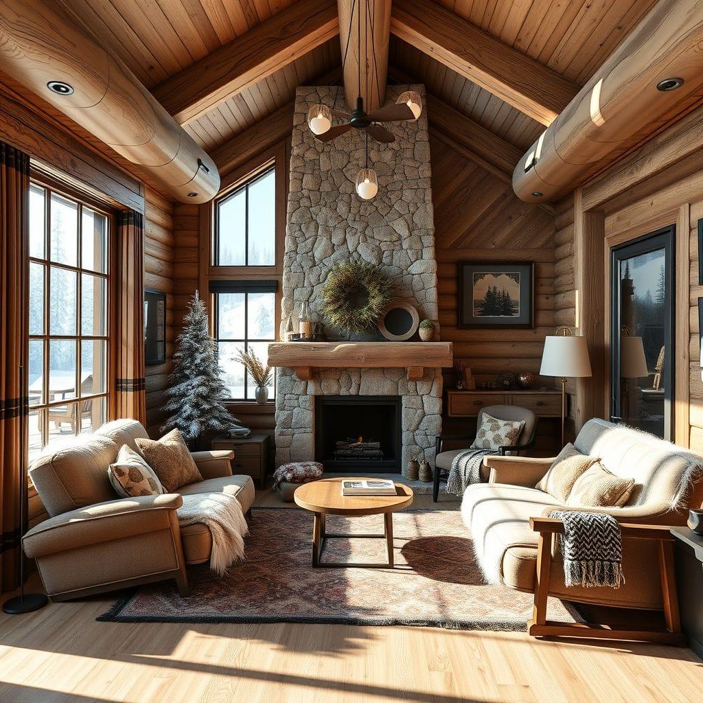 Ski Chalet podcast studio - AI Generated