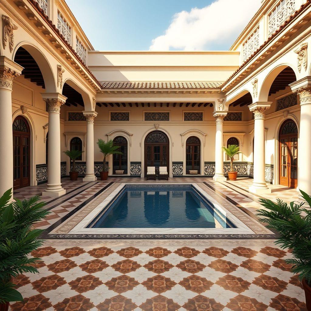Traditional outdoor pool area - AI Generated
