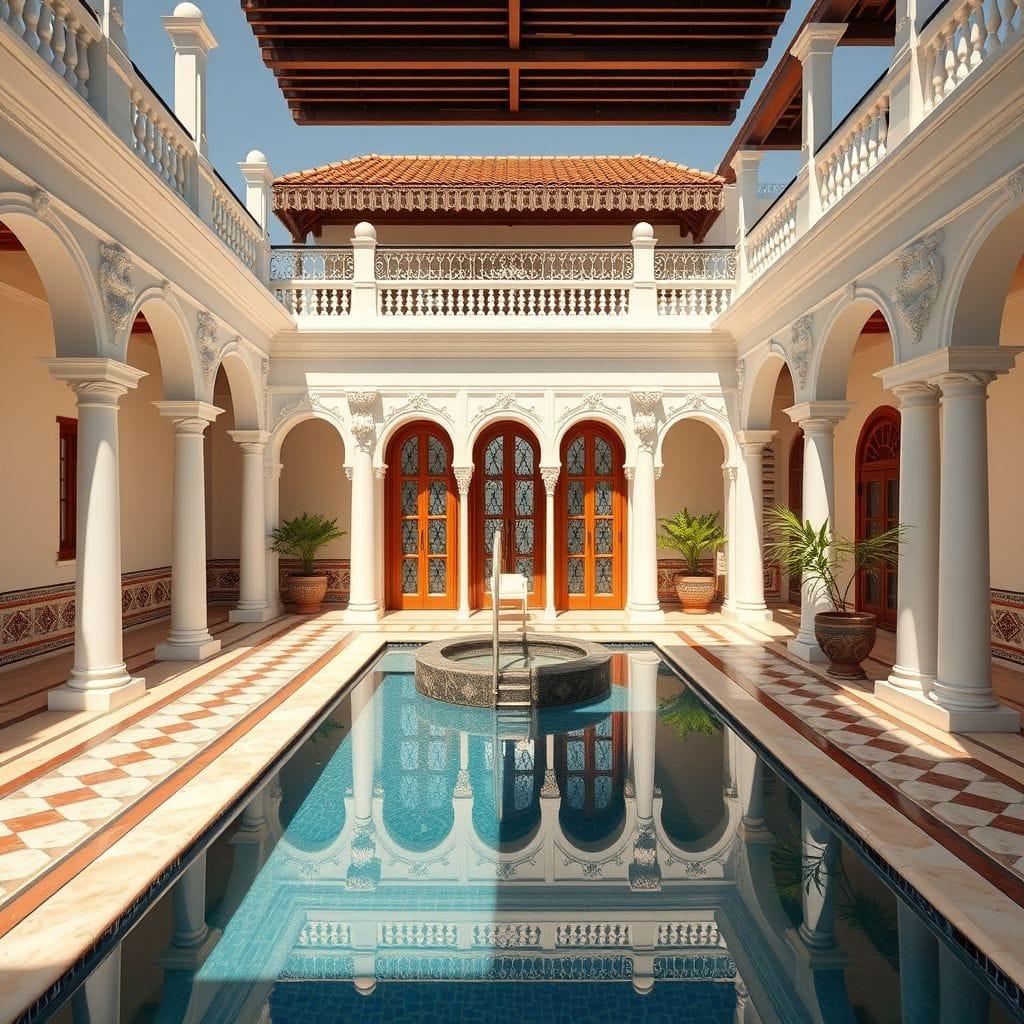 Traditional outdoor pool area - AI Generated