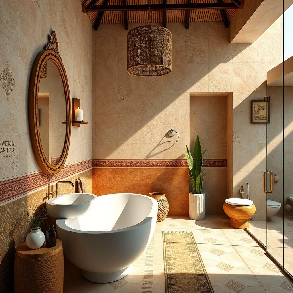 Tribal hotel bathroom - AI Generated
