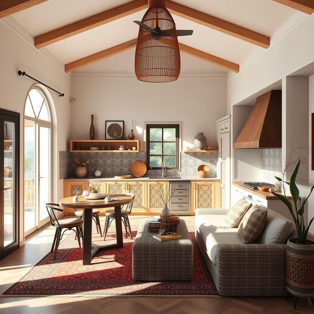 Tribal kitchen living combo - AI Generated