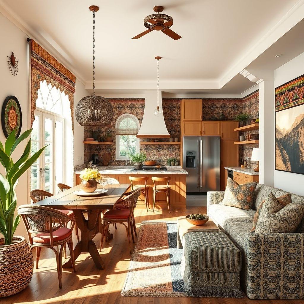 Tribal kitchen living combo - AI Generated