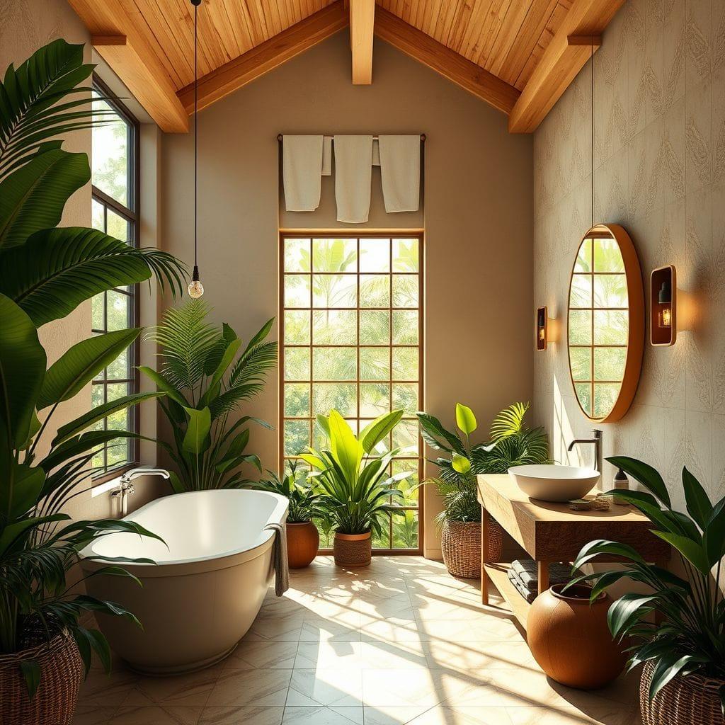 Tropical bathroom - AI Generated