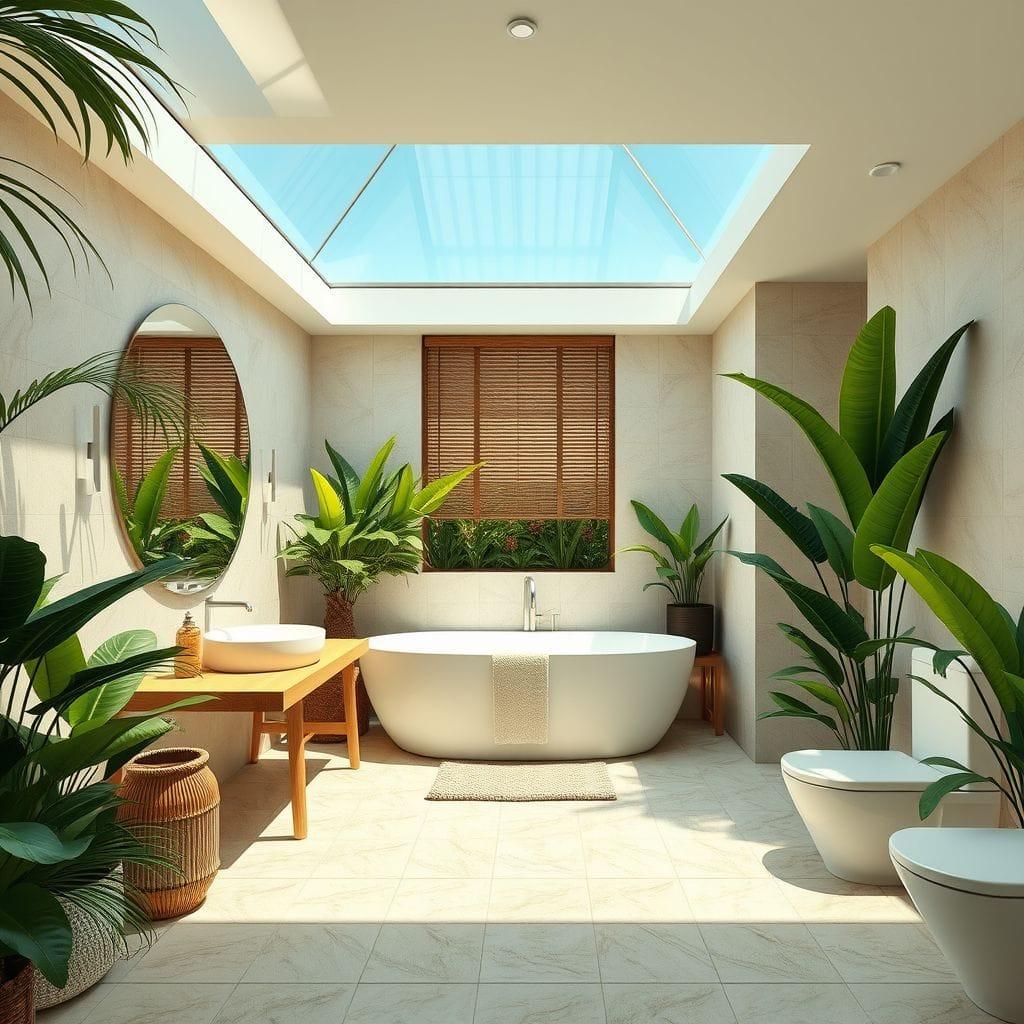 Tropical bathroom - AI Generated