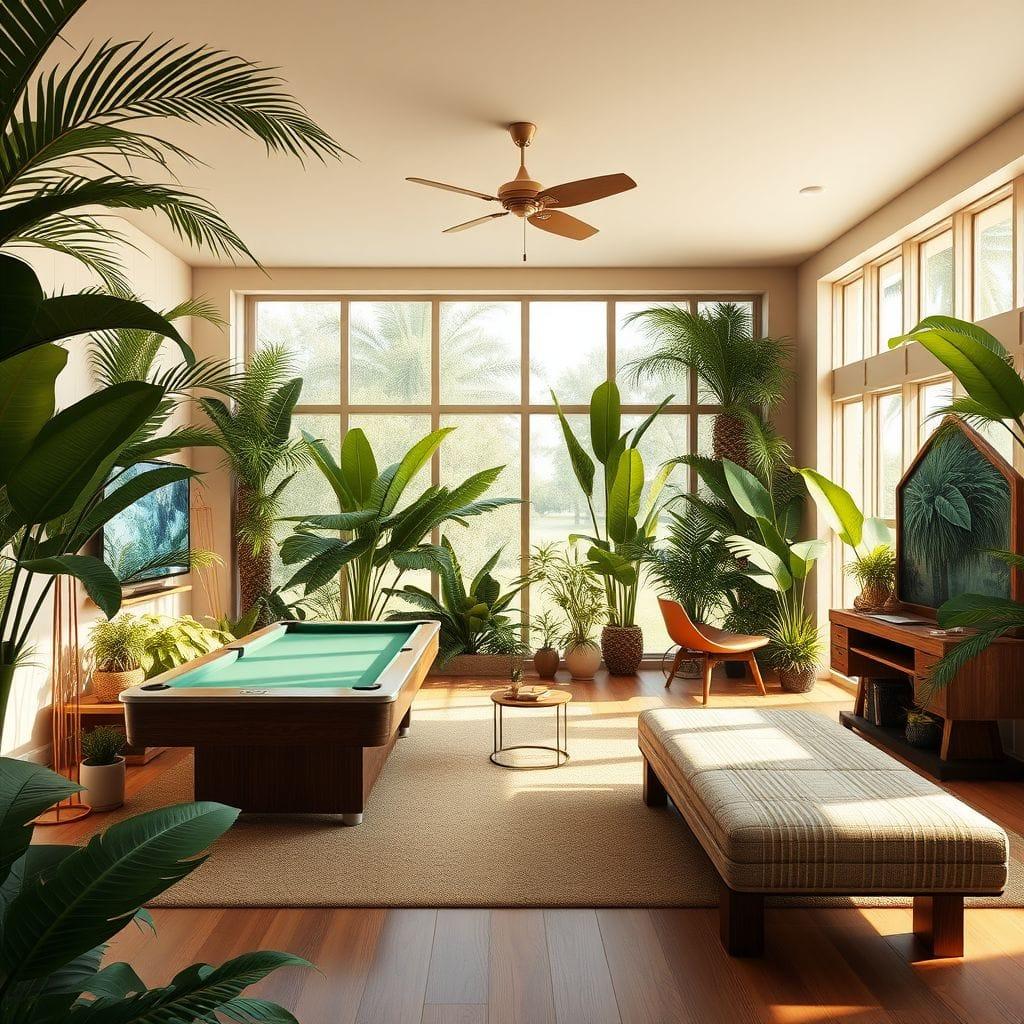 Tropical game room - AI Generated