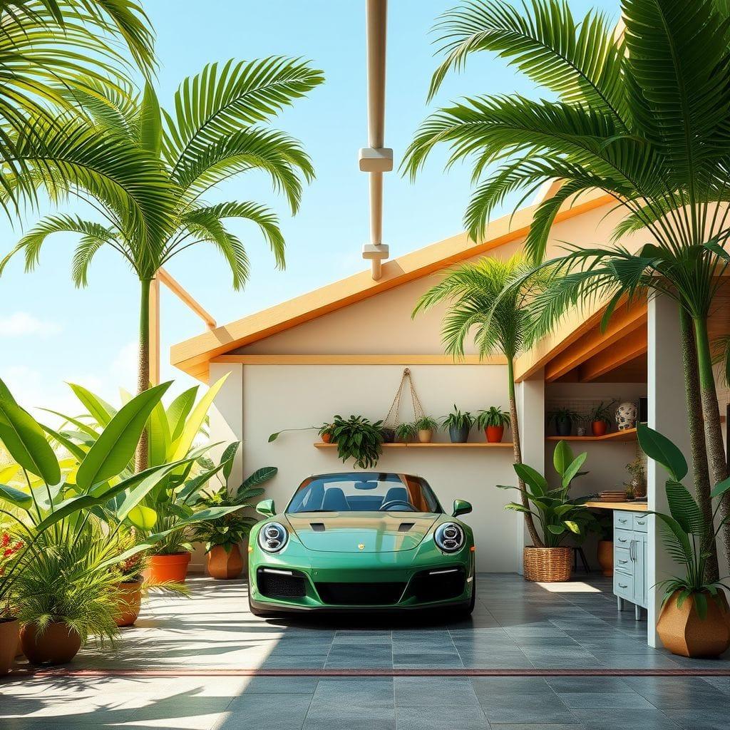 Tropical garage - AI Generated