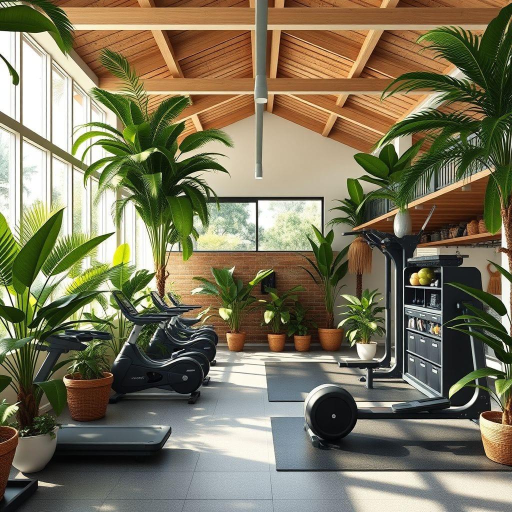 Tropical garage gym - AI Generated