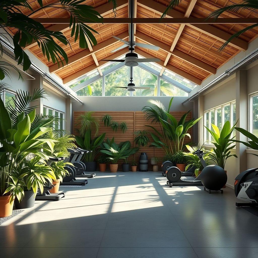 Tropical garage gym - AI Generated