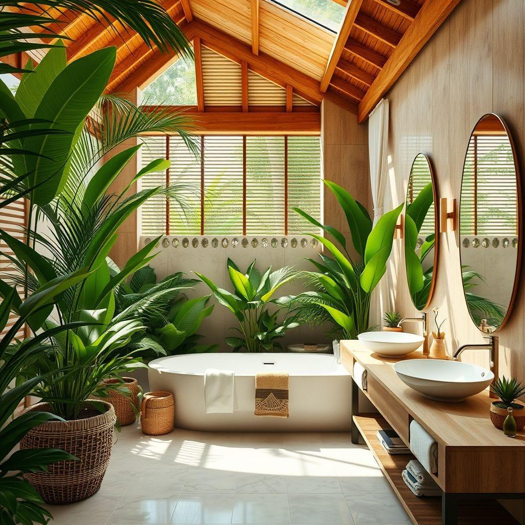 Tropical hotel bathroom - AI Generated