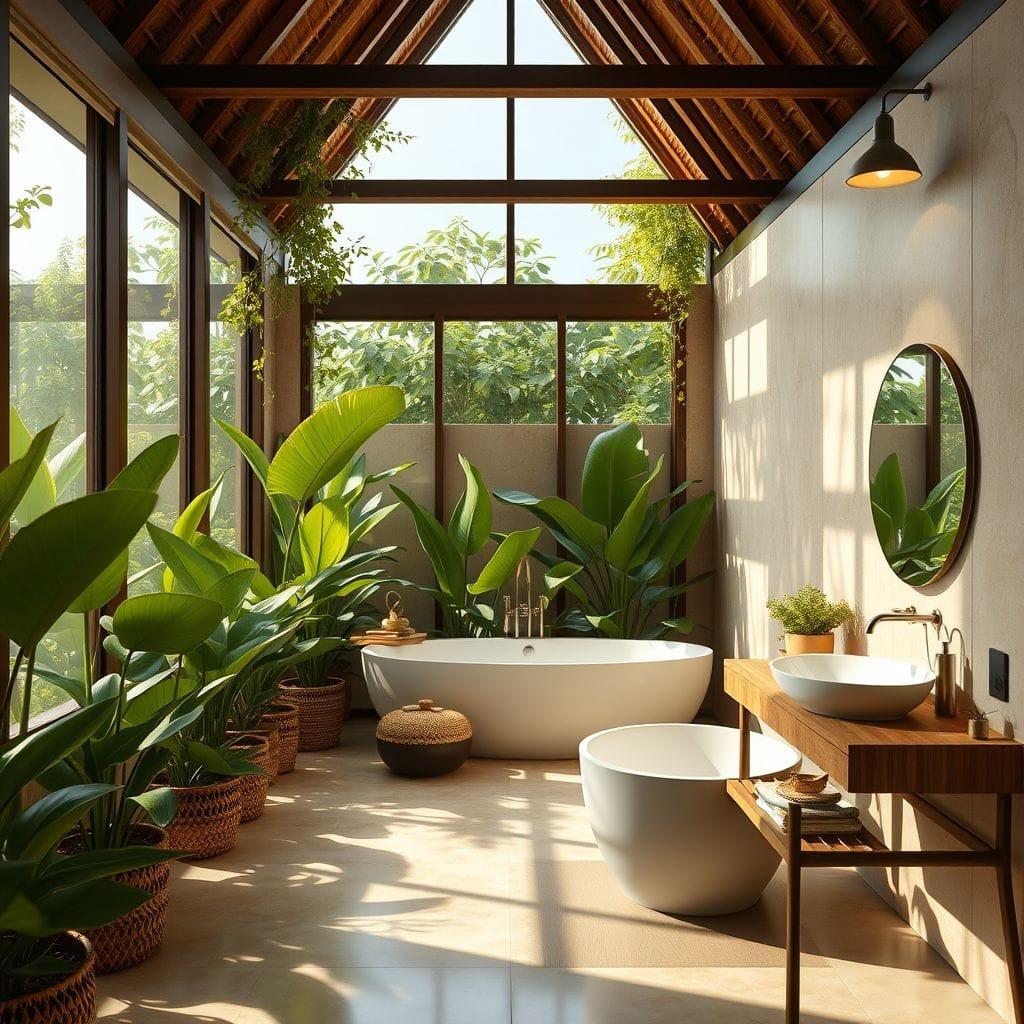Tropical hotel bathroom - AI Generated