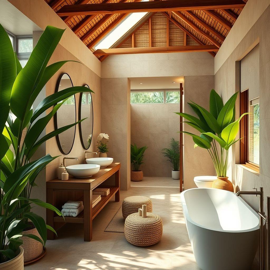 Tropical hotel bathroom - AI Generated