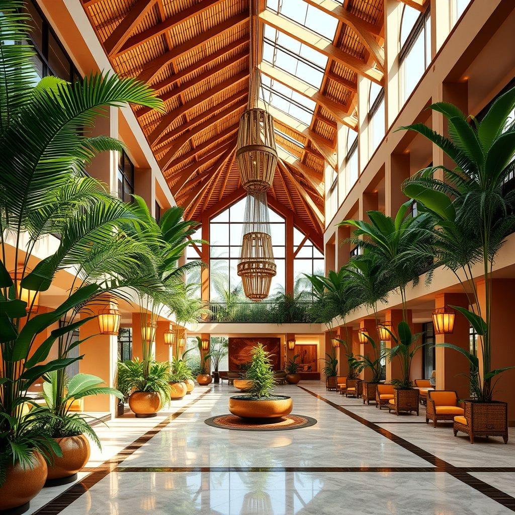 Tropical hotel lobby - AI Generated